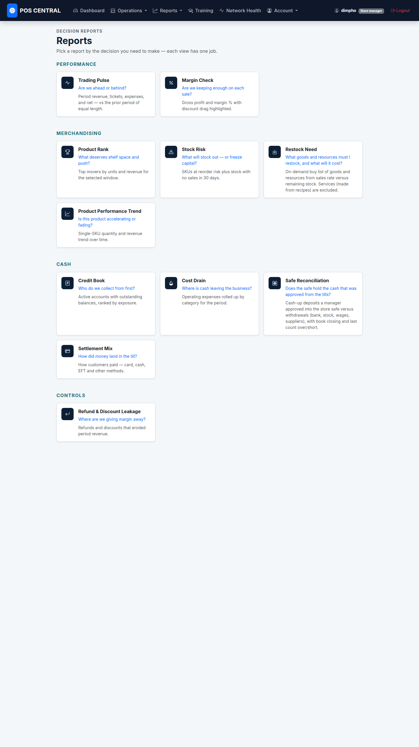 Decision reports hub